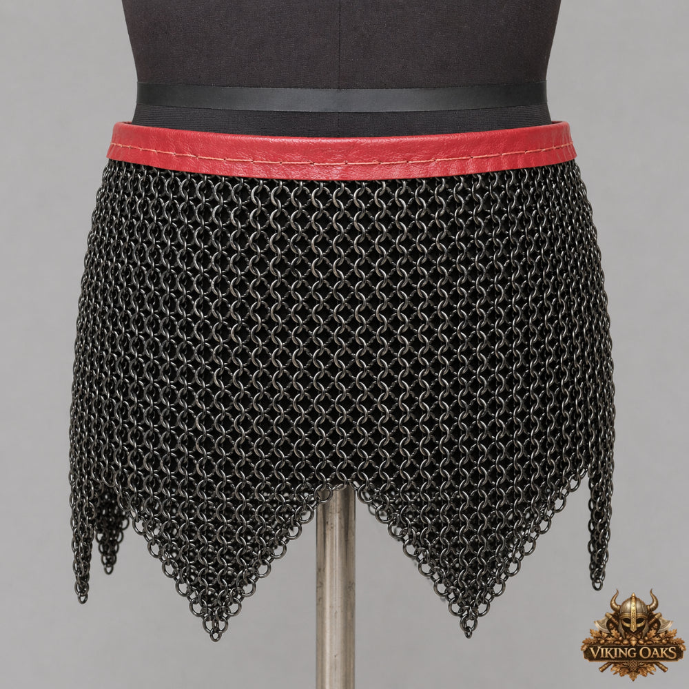 Chainmail Voider Gambeson with Skirt – 9MM Flat Ring Riveted Washer Armor for Medieval & LARP Events