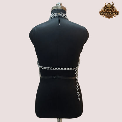 Aluminum Chainmail Bra Top – Butted Ring Stylish Fancy Bra for Halloween Parties & Events