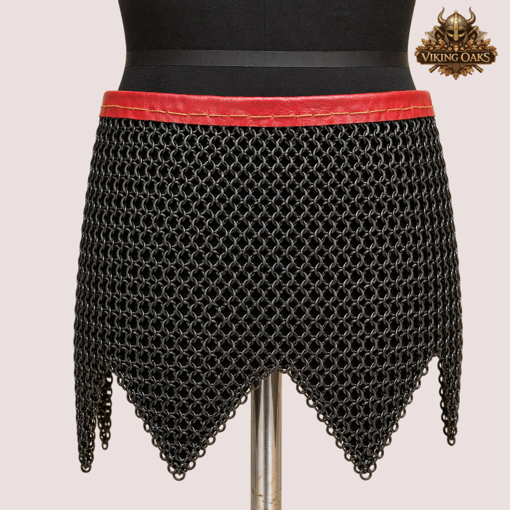 Stainless Steel Chainmail Skirt – 9mm Flat Ring Riveted Medieval Armor Costume